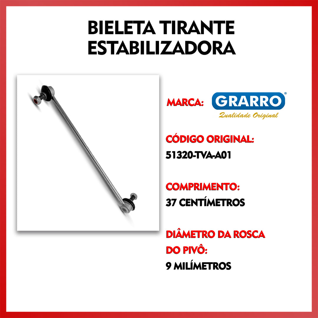 Par Bieleta + Bucha Suspensão Dianteira Honda Civic 2017 a 2021